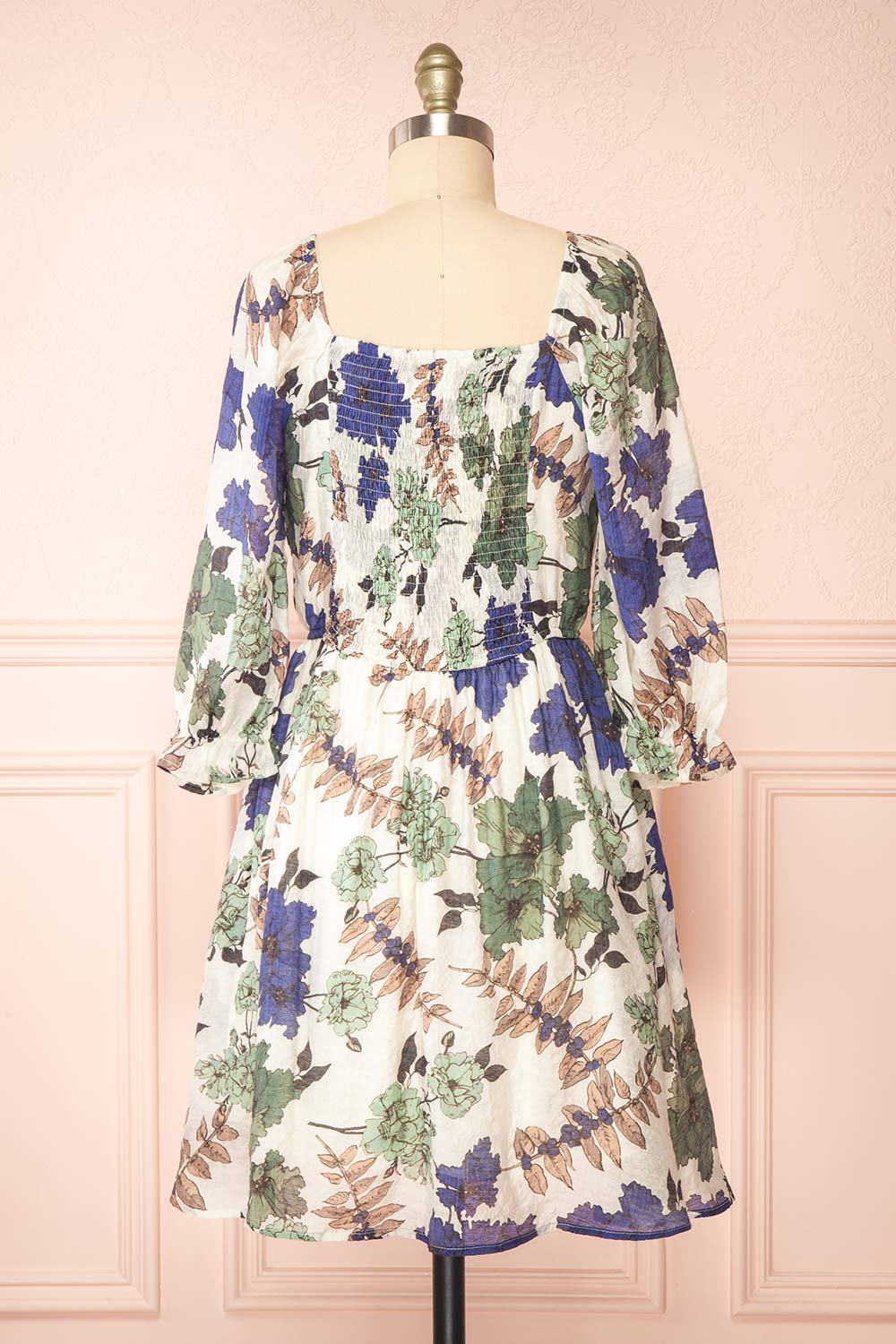 Njord Short Floral Dress w/ 3/4 Sleeves | Boutique 1861 back view