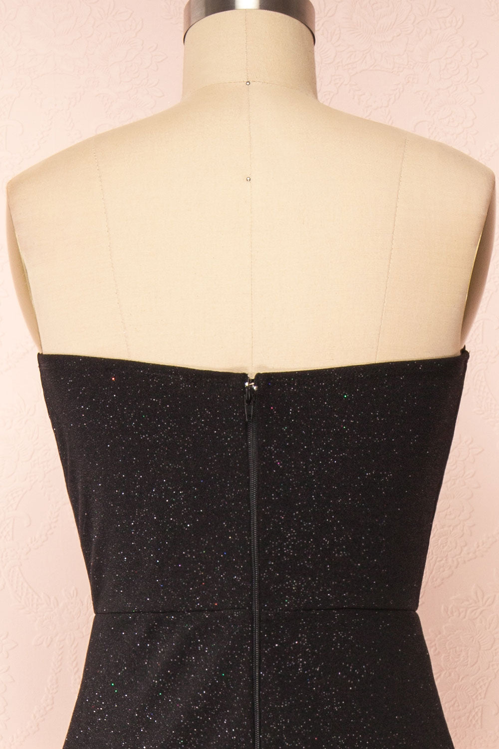 Norcia Black Shimmery Bustier Mermaid Maxi Dress | Boutique 1861 -back close up