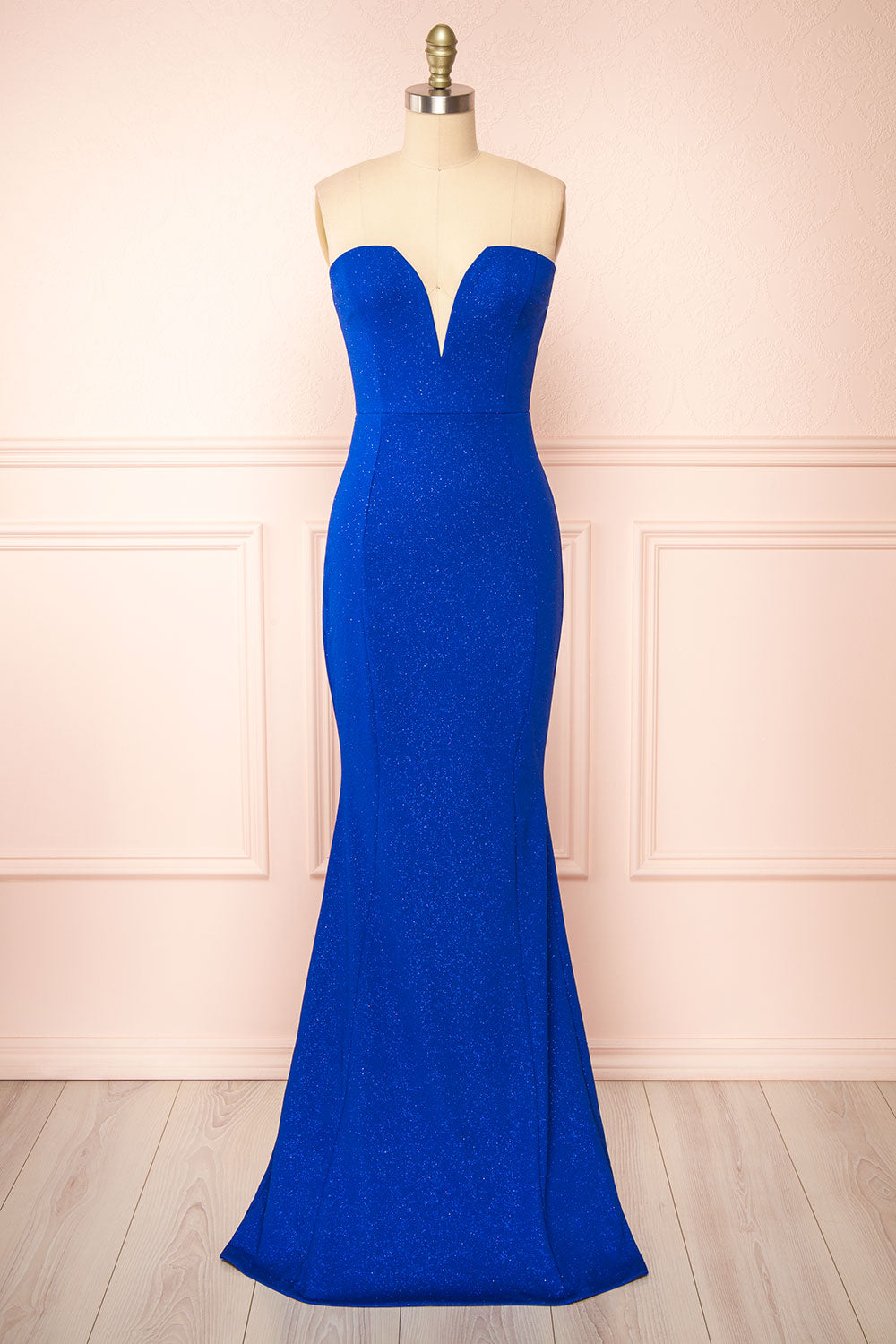 Norcia Blue Shimmery Bustier Mermaid Maxi Dress | Boutique 1861 front view