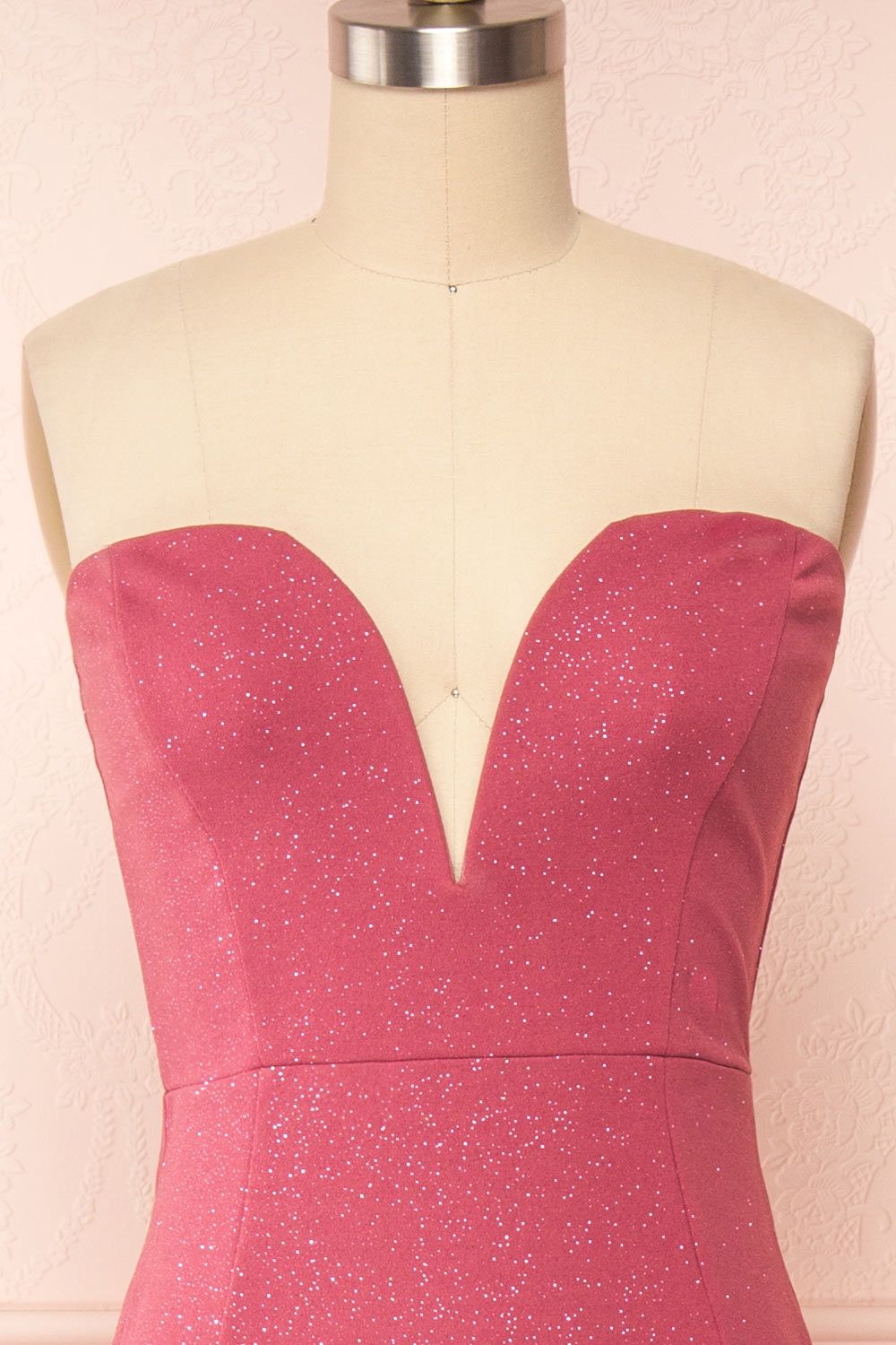 Norcia Pink Bustier Mermaid Maxi Dress | Boutique 1861 - Norcia Rose front close up