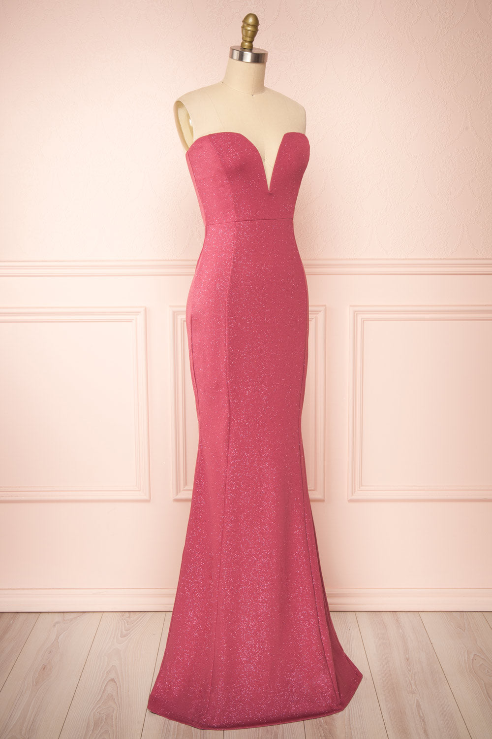 Norcia Pink Bustier Mermaid Maxi Dress | Boutique 1861 - Norcia Rose side view