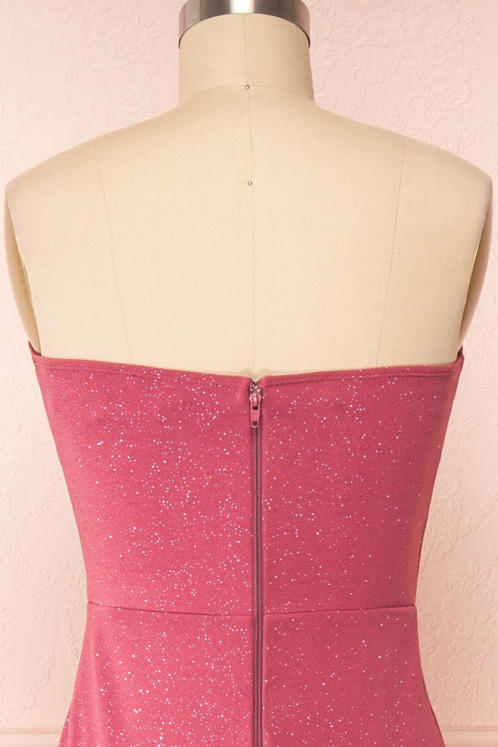 Norcia Pink Bustier Mermaid Maxi Dress | Boutique 1861 - Norcia Rose back close up