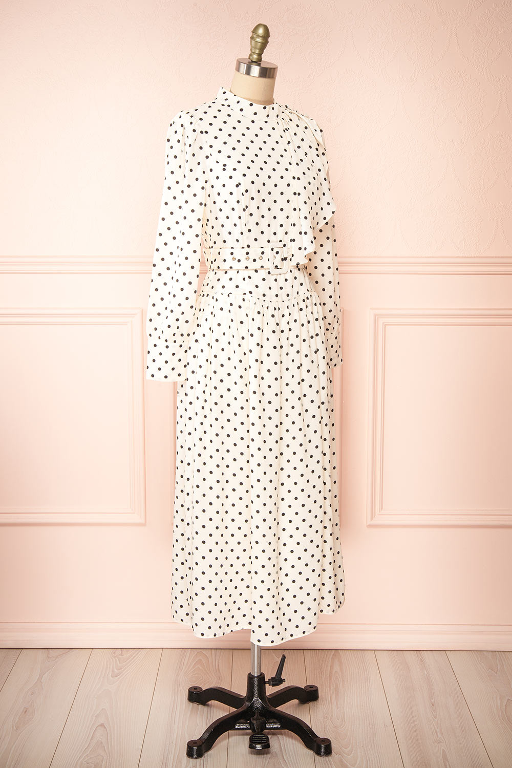 Nordis Belted Polka-Dot Midi Dress | La petite garçonne side view