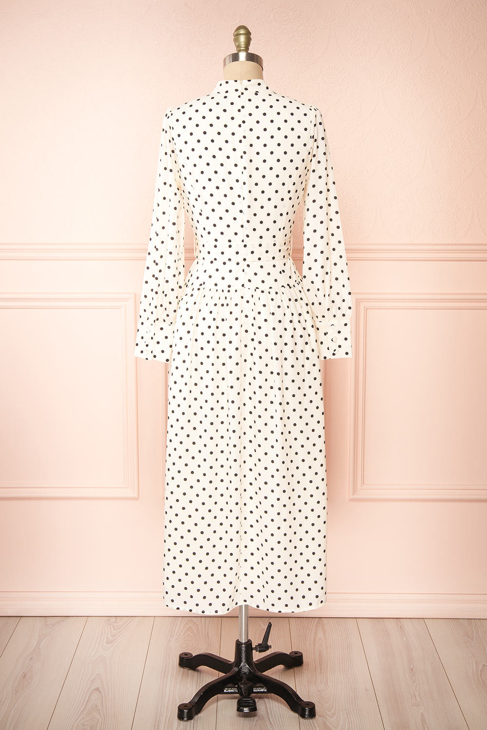 Nordis Belted Polka-Dot Midi Dress | La petite garçonne back view
