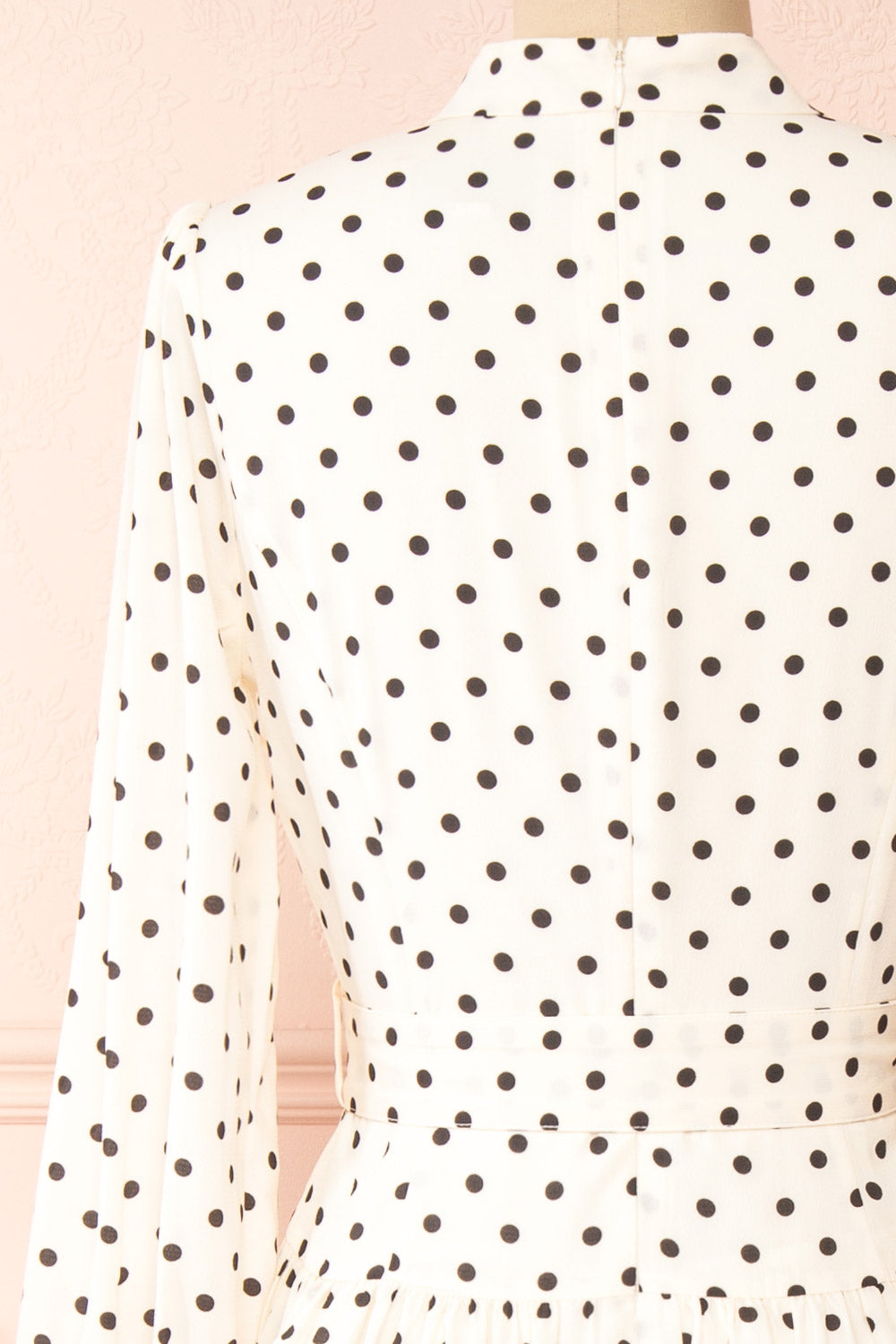 Nordis Belted Polka-Dot Midi Dress | La petite garçonne back close-up