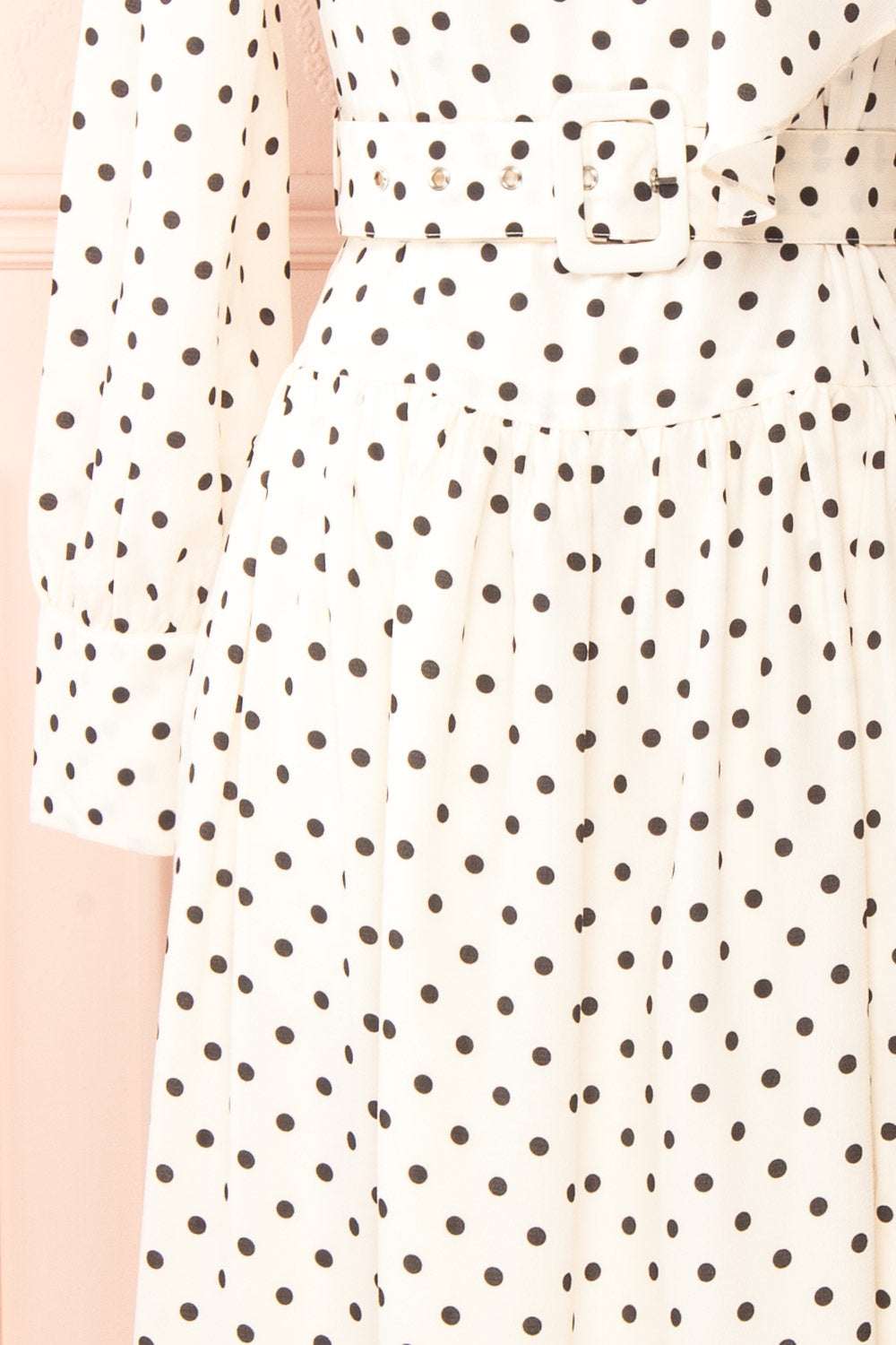 Nordis Belted Polka-Dot Midi Dress | La petite garçonne sleeve