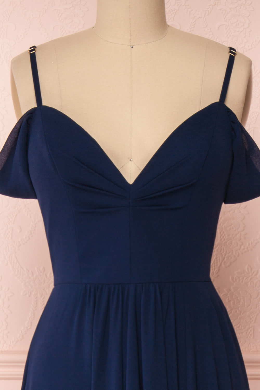 Norhai Marine Navy Chiffon Maxi Dress | Boudoir 1861 front close-up