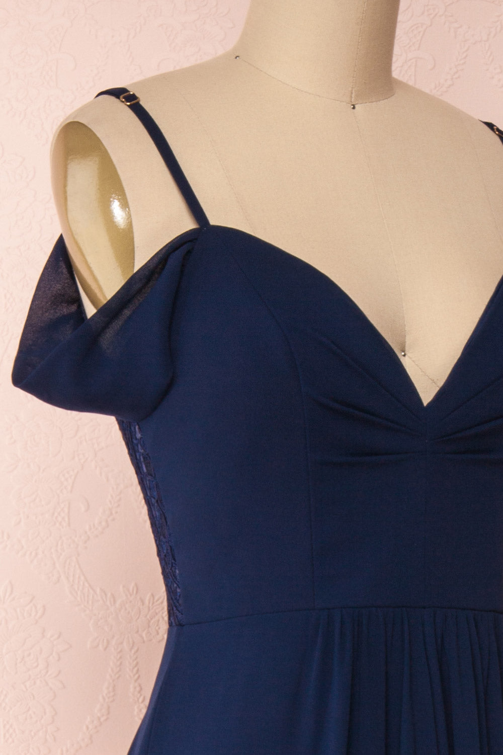 Norhai Marine Navy Chiffon Maxi Dress | Boudoir 1861 side close-up