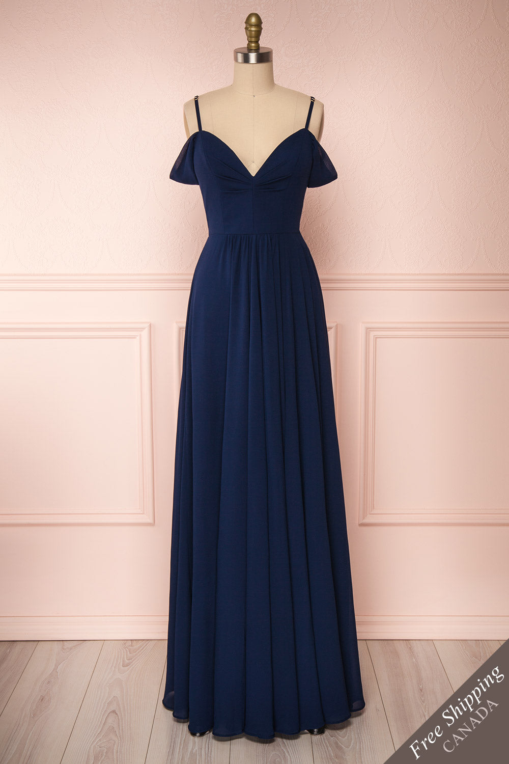 Norhai Marine Navy Chiffon Maxi Dress | Boudoir 1861 front view