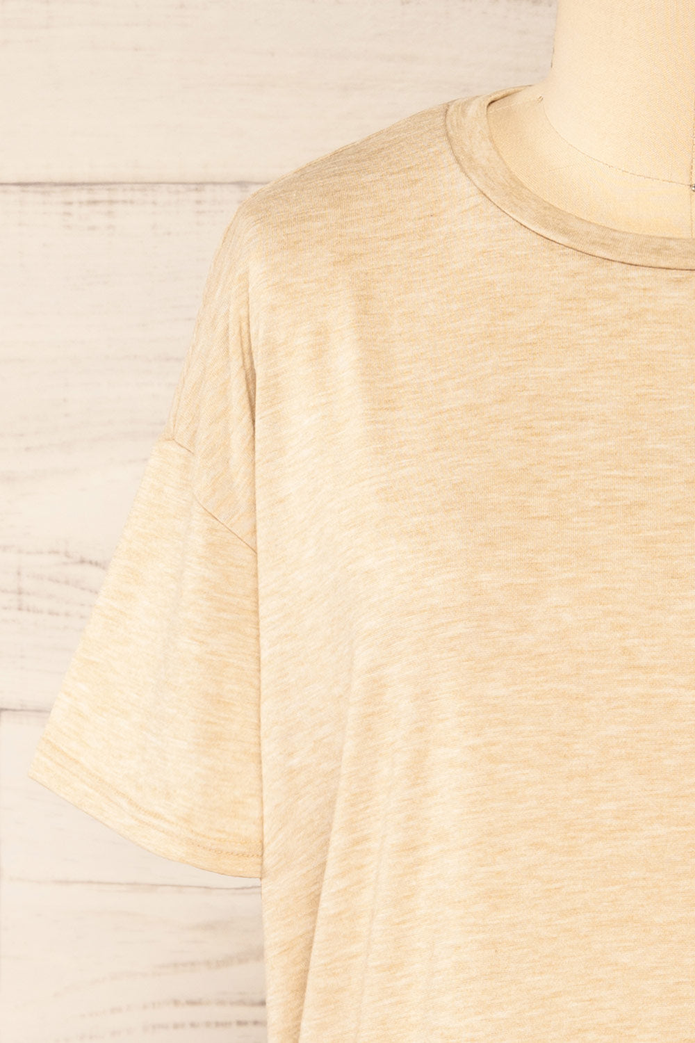Nouem Beige Oversized T-Shirt | La petite garçonne front close-up