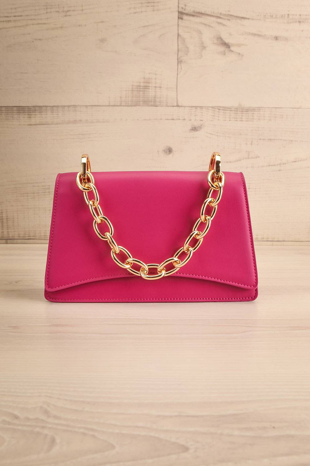 Novina Fuchsia Faux-Leather Crossbody Handbag | La petite garçonne front view