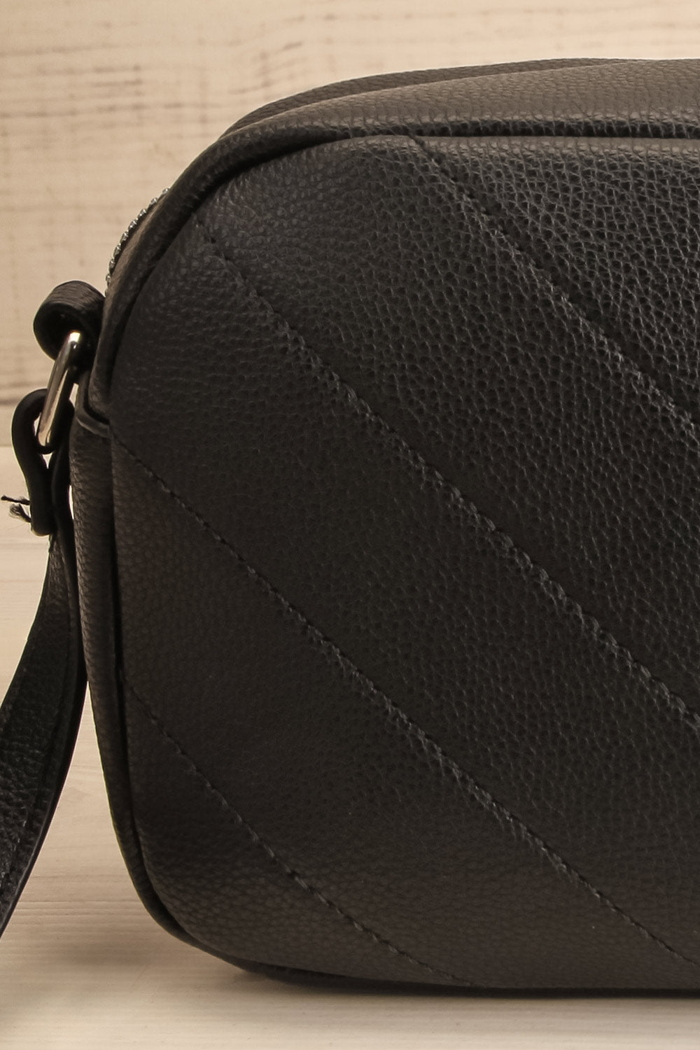 Novosibirk Black Crossbody Bag | La petite garçonne front close-up