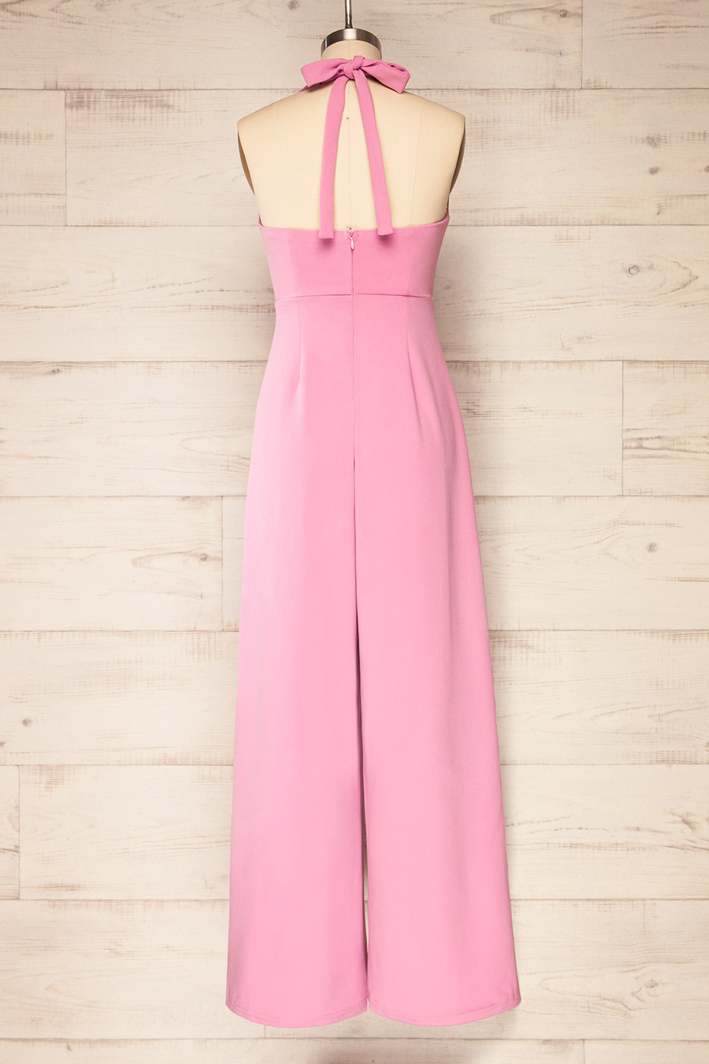 Nowogrod Pink Wide-Leg Jumpsuit w/ Halter Neck | La petite garçonne back view