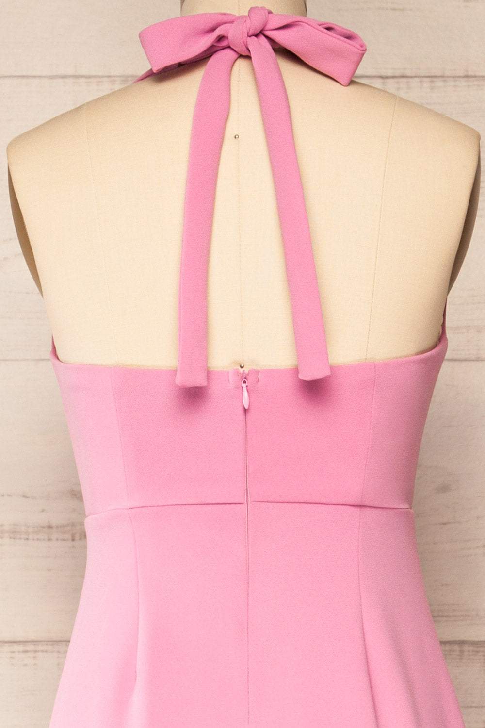 Nowogrod Pink Wide-Leg Jumpsuit w/ Halter Neck | La petite garçonne back close-up