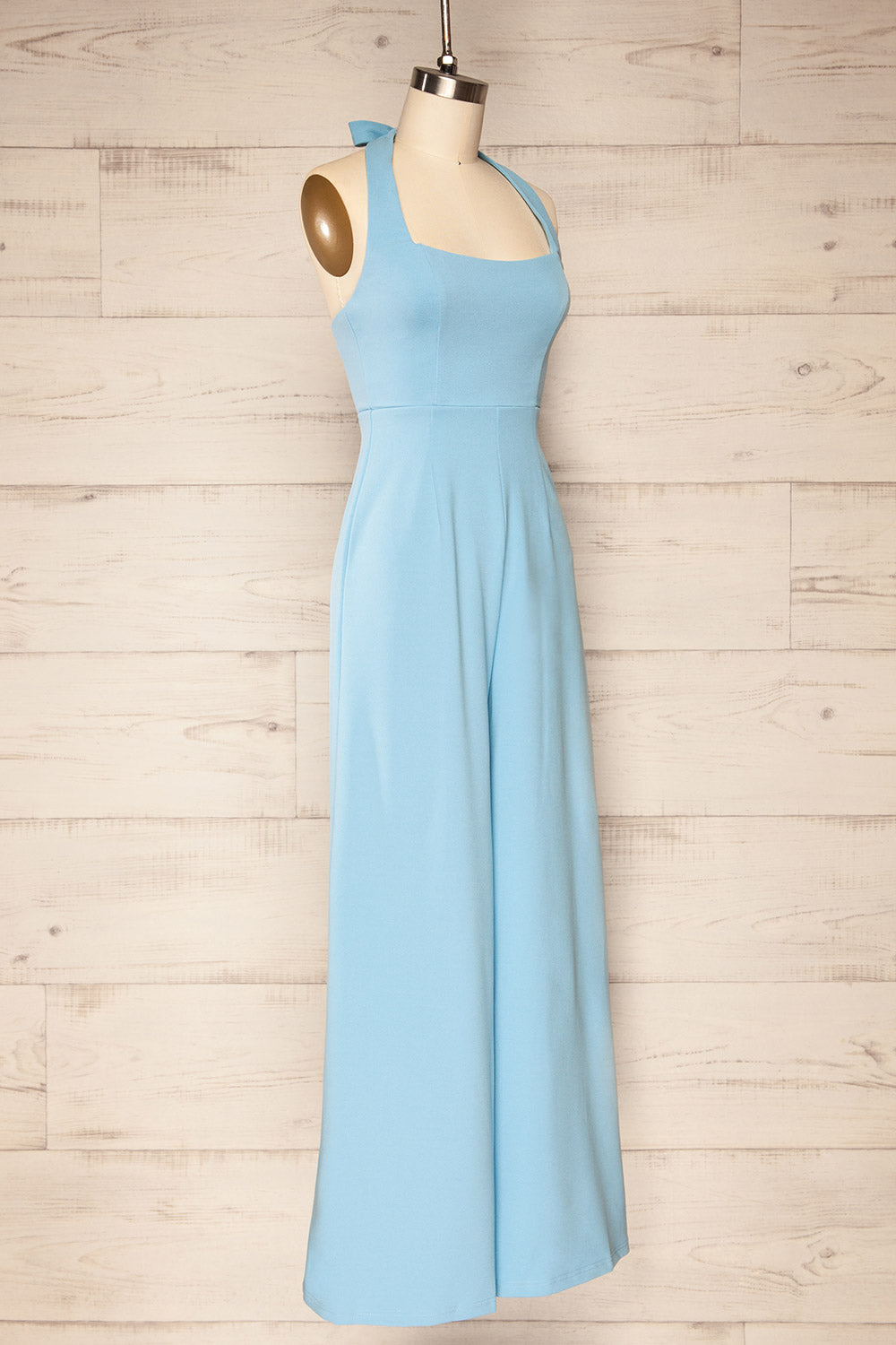 Nowogrod Blue Wide-Leg Jumpsuit w/ Halter Neck | La petite garçonne side view