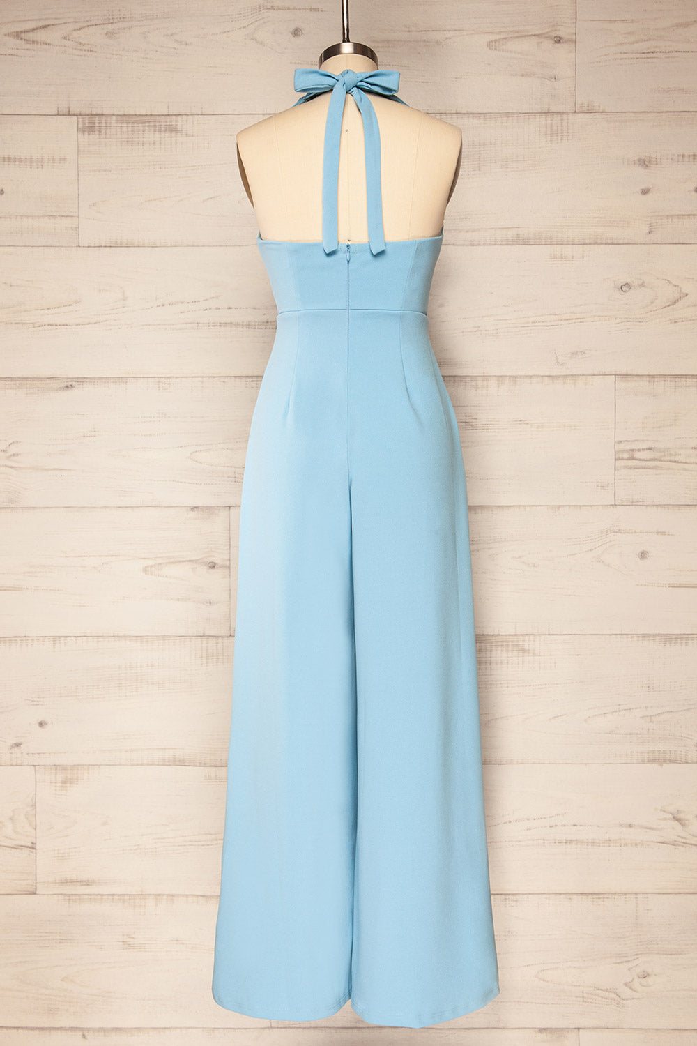 Nowogrod Blue Wide-Leg Jumpsuit w/ Halter Neck | La petite garçonne back view