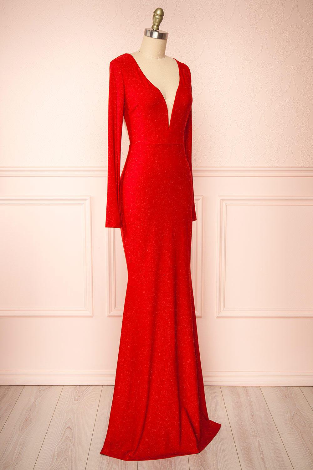 Nykha Red Backless Mermaid Dress | Boutique 1861 side view