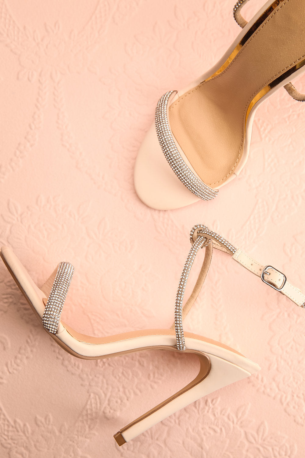 Odessa Beige Sparkly Heeled Sandals | Boudoir 1861 flat view
