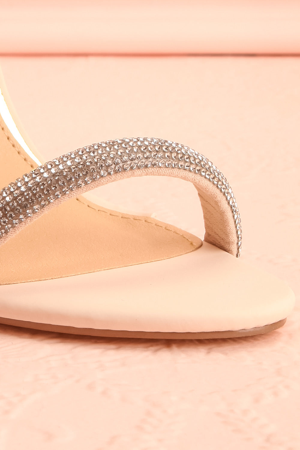 Odessa Beige Sparkly Heeled Sandals | Boudoir 1861 front close-up