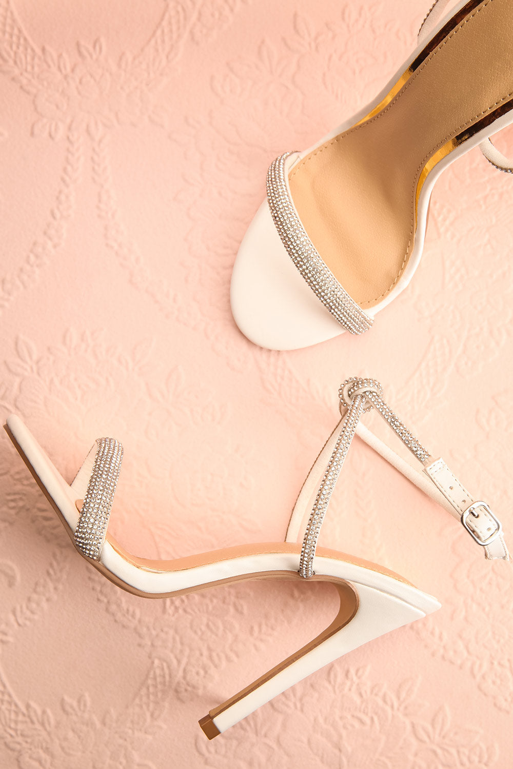 Odessa Ivory Sparkly Heeled Sandals | Boudoir 1861 flat view