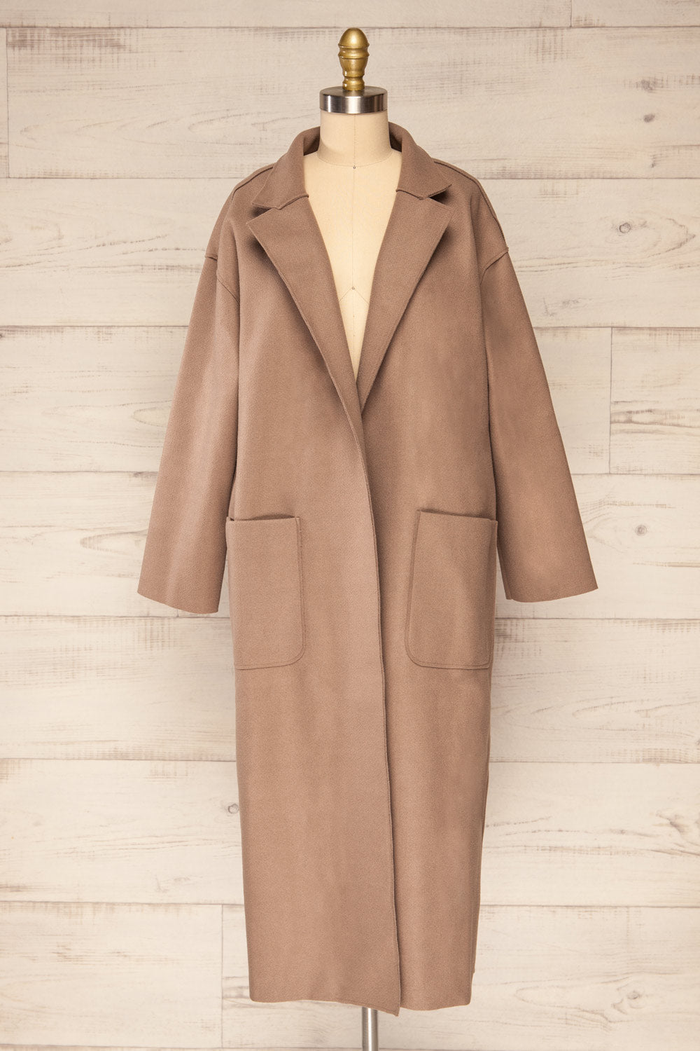 Oia Mocha Open Front Trench Coat | La petite garçonne front view