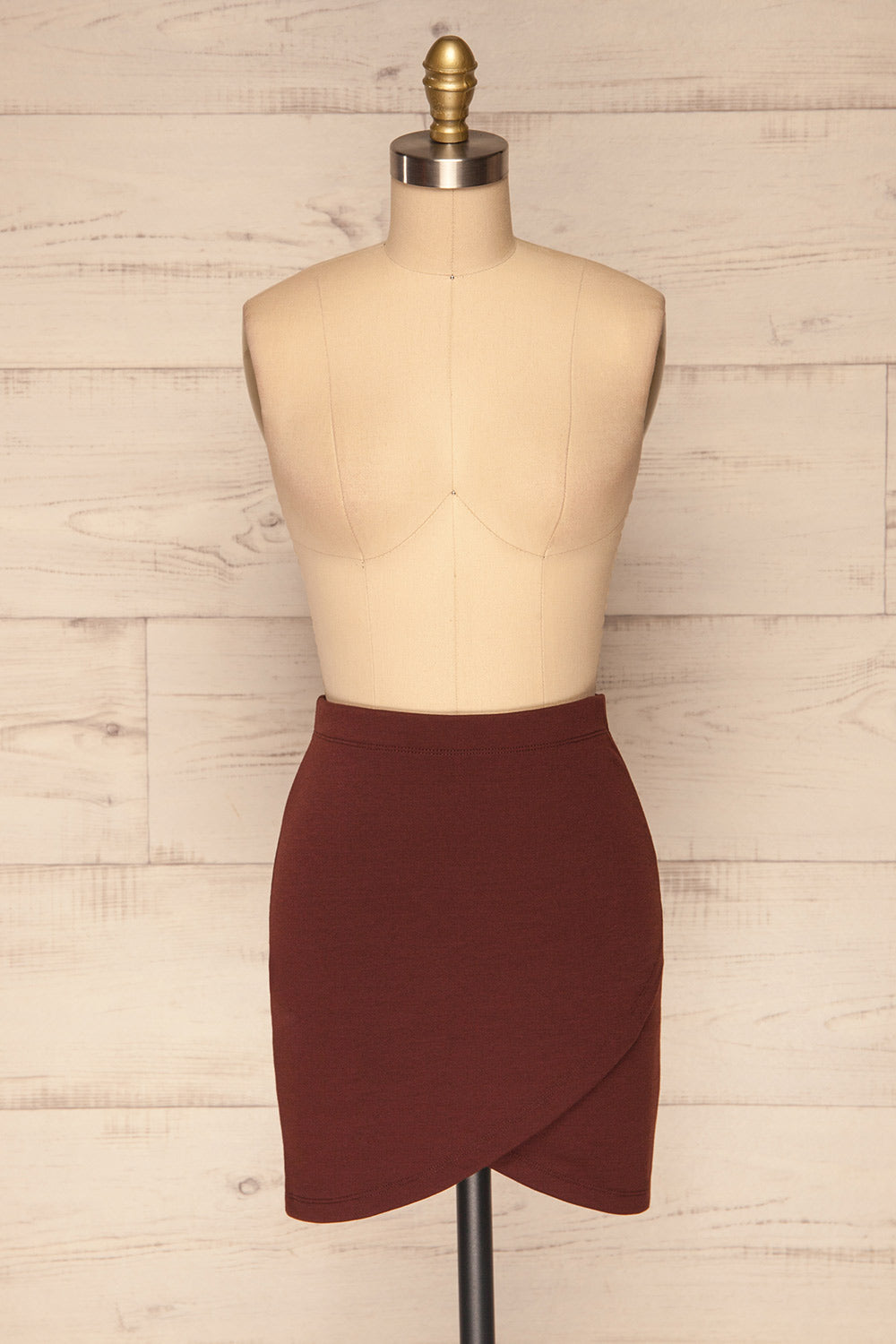 Olecko Brun Brown Short Wrap Skirt | FRONT VIEW | La Petite Garçonne