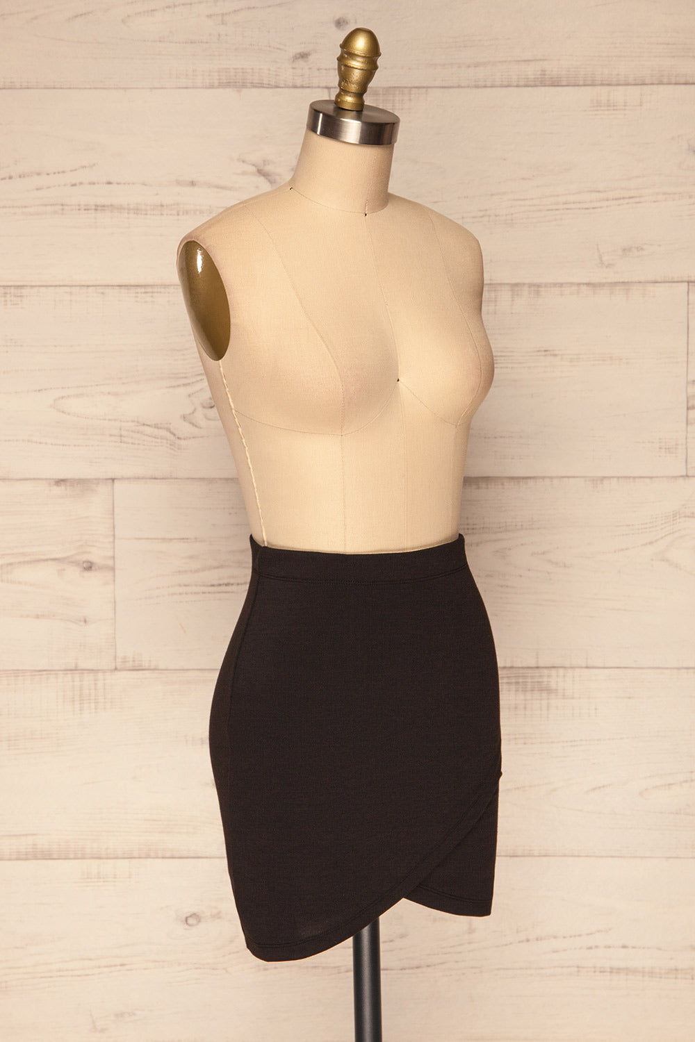 Olecko Noir Black Short Wrap Skirt | SIDE VIEW | La Petite Garçonne