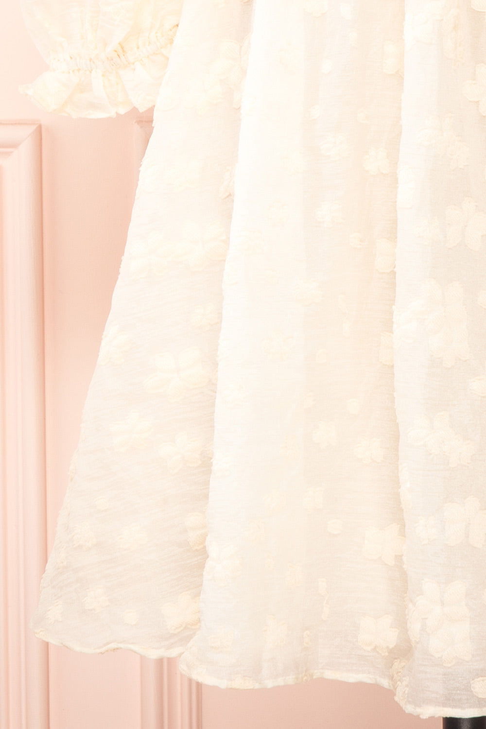 Olympe Cream Babydoll Dress w/ Flowers | Boutique 1861 details
