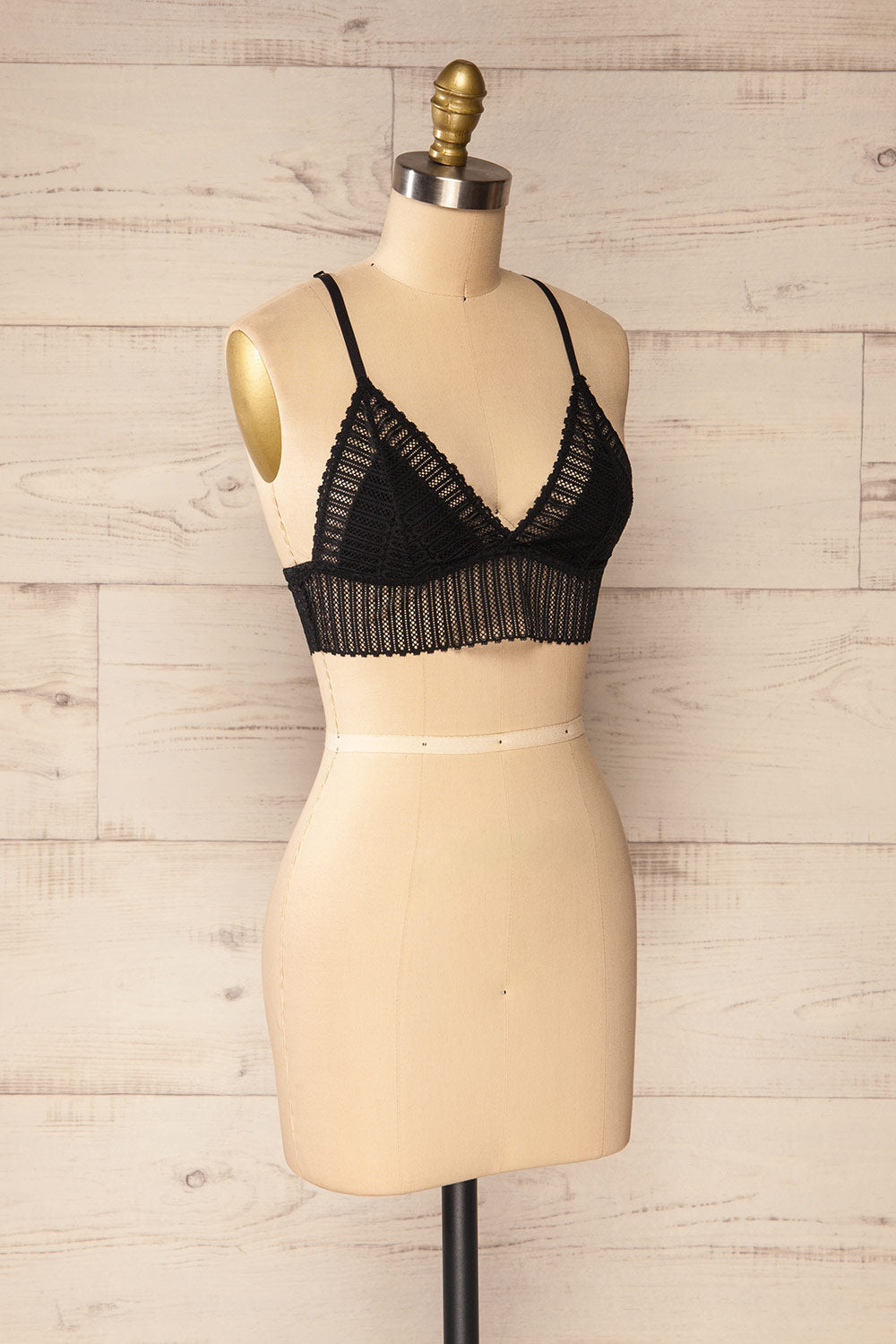 Onex Black Racerback Bralette | Racerblack Lace Bralette side view