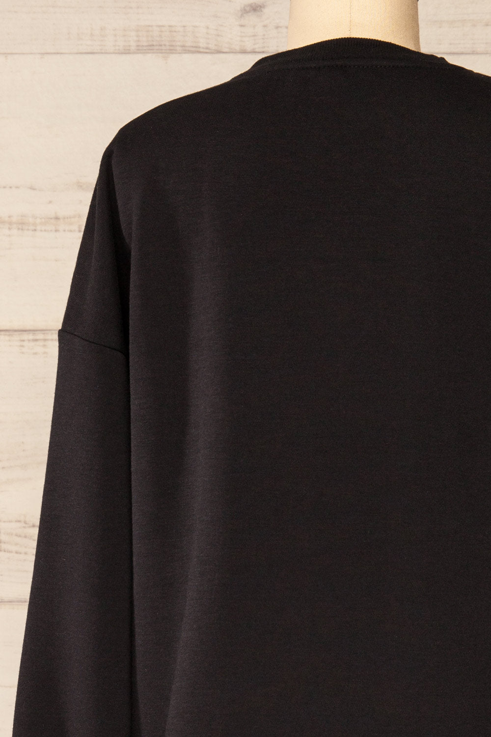 Orhei Black Oversized Sweatshirt Dress | La petite garçonne back close-up