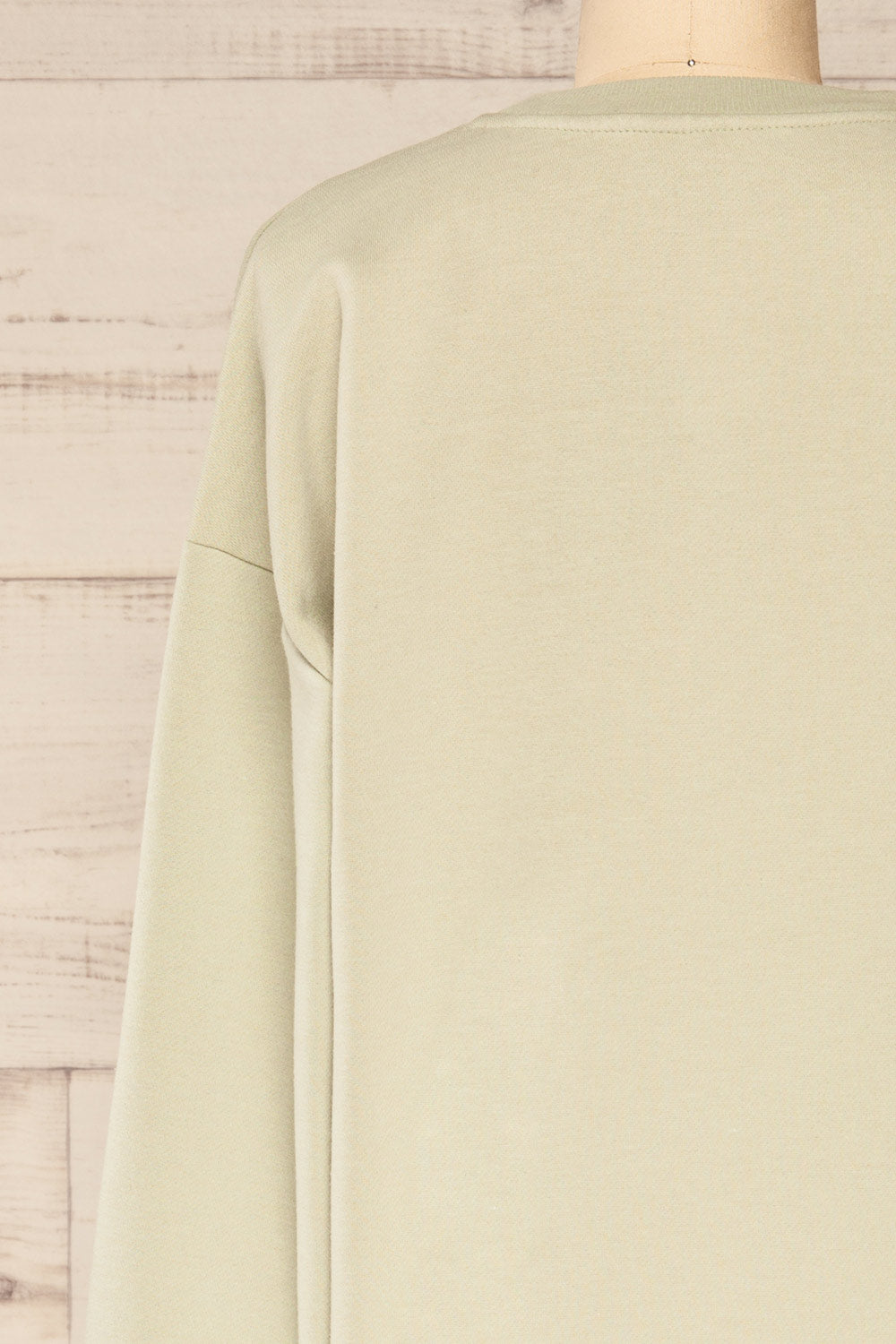 Orhei Sage Oversized Sweatshirt Dress | La petite garçonne back close-up