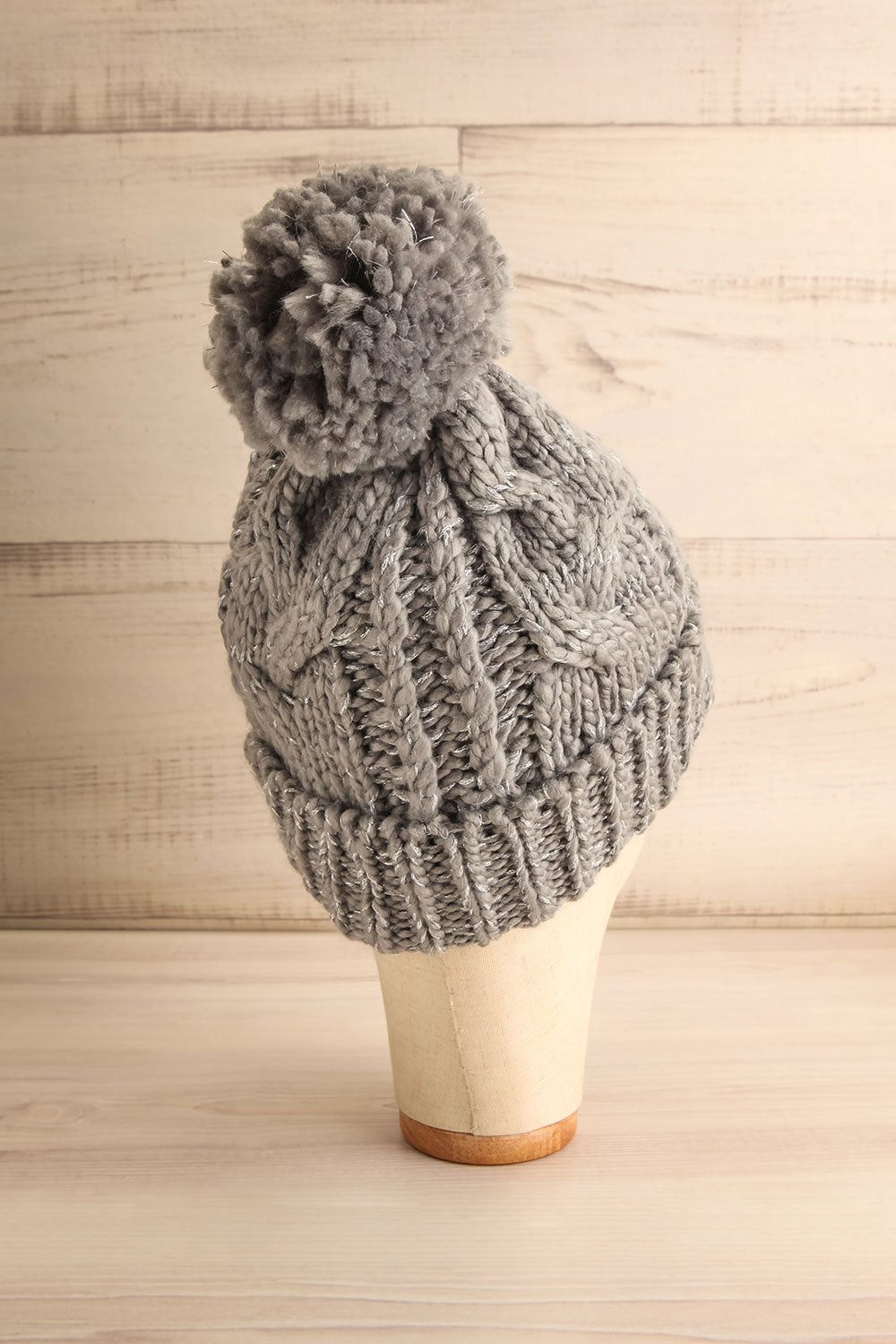 Orion Grey Knit Tuque w/ Pompom | La petite garçonne back view