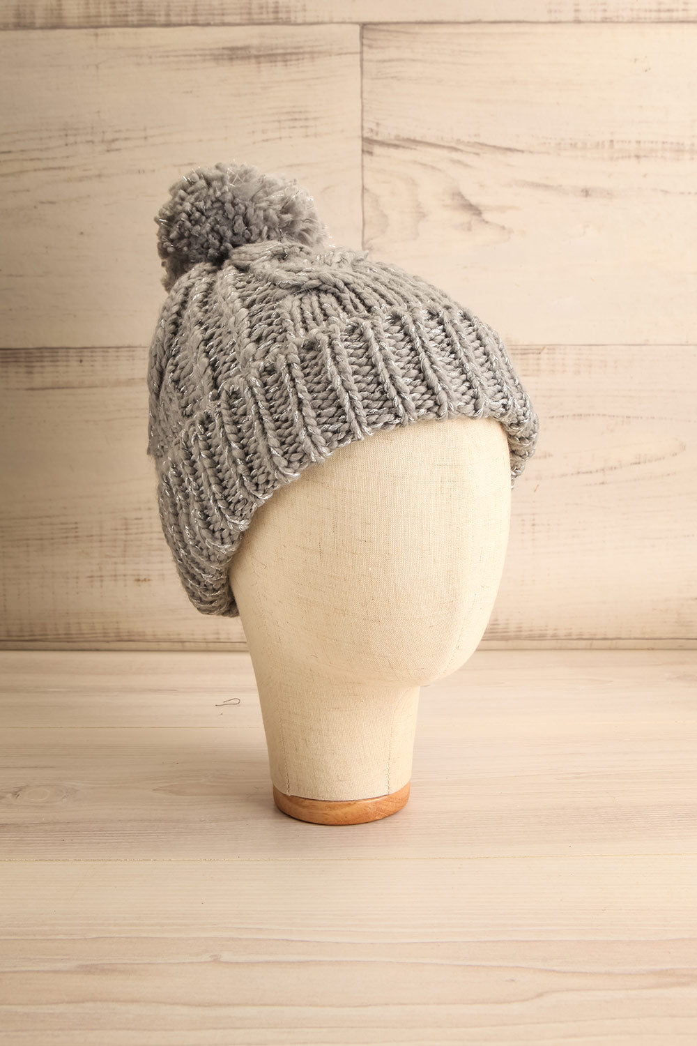 Orion Grey Knit Tuque w/ Pompom | La petite garçonne front view