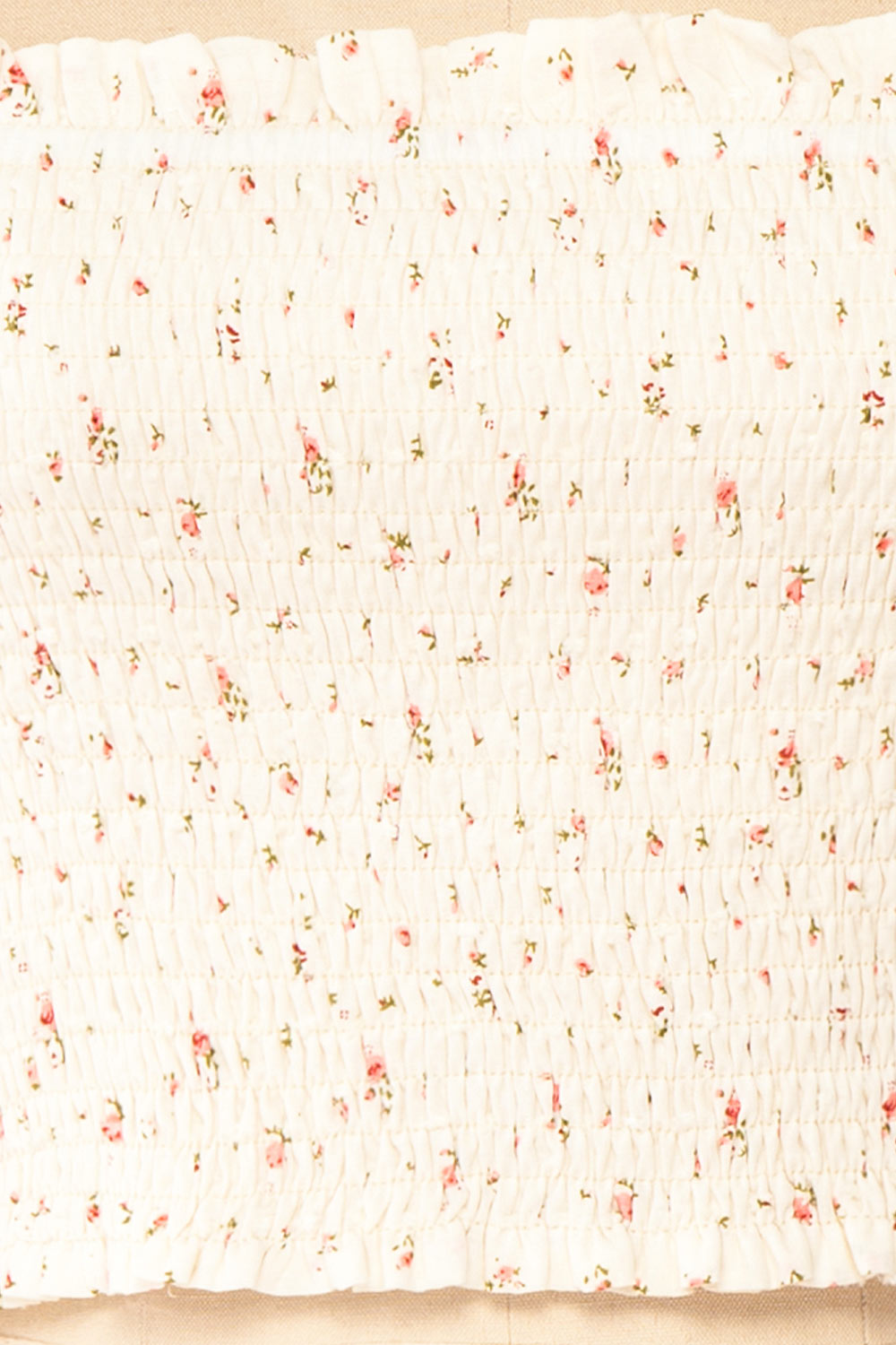 Orithyia Beige Floral Crop Top w/ Square Neckline | boutique 1861 fabric