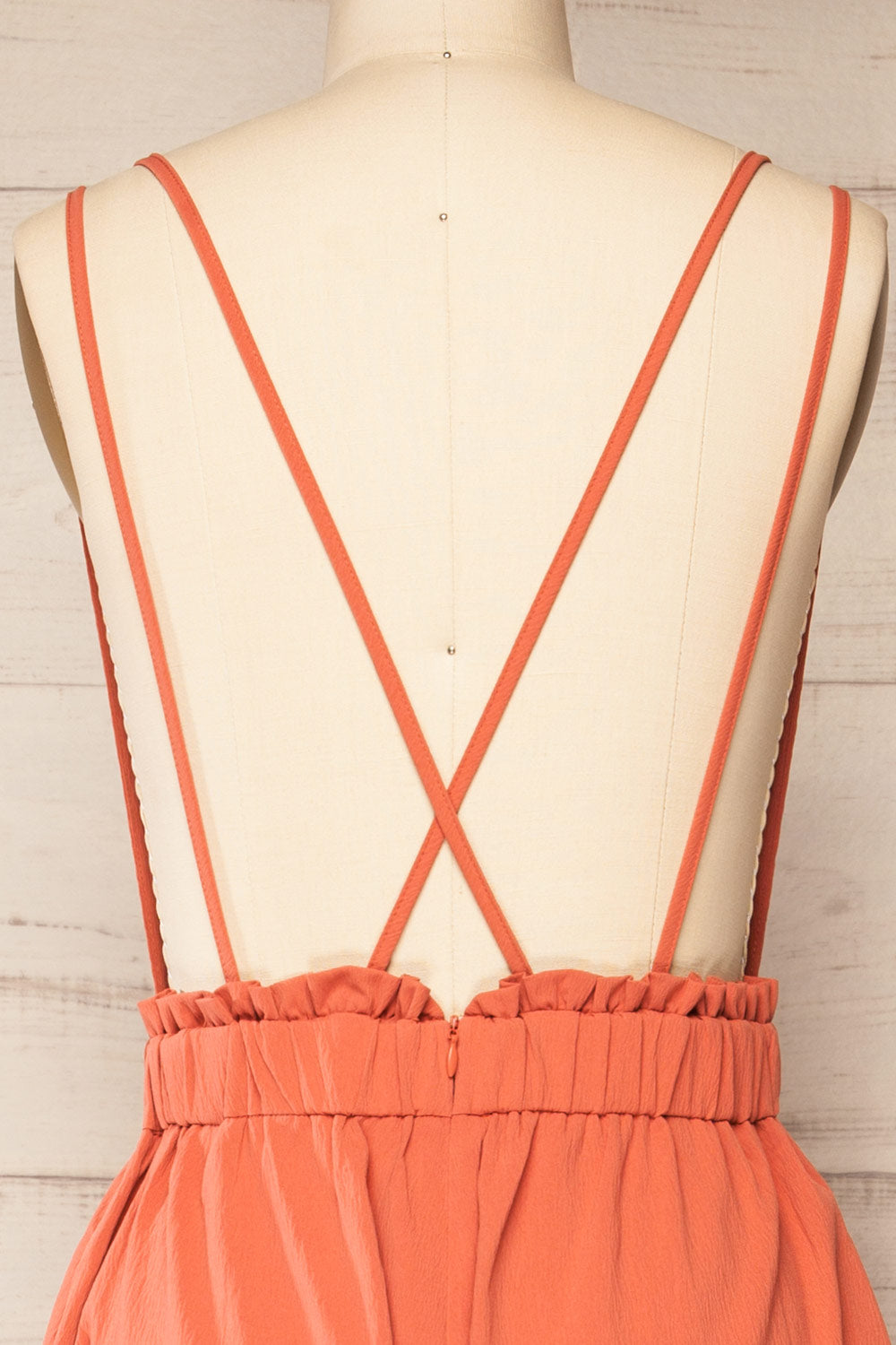 Osaka Coral V-neck Palazzo Jumpsuit w/ Open-back back close-up
