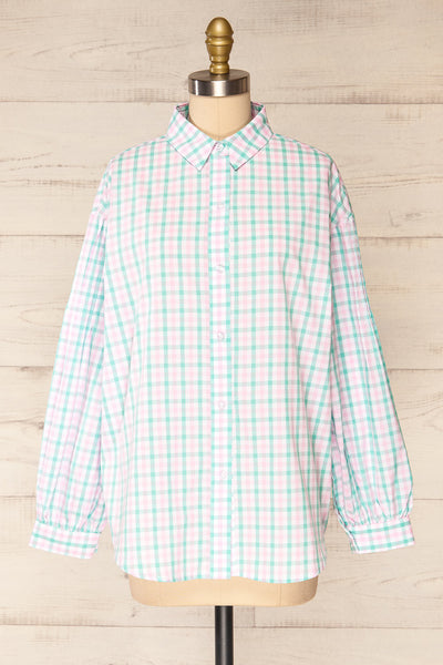 Oschatz Oversized Gingham Button-Up Shirt | La petite garçonne front view