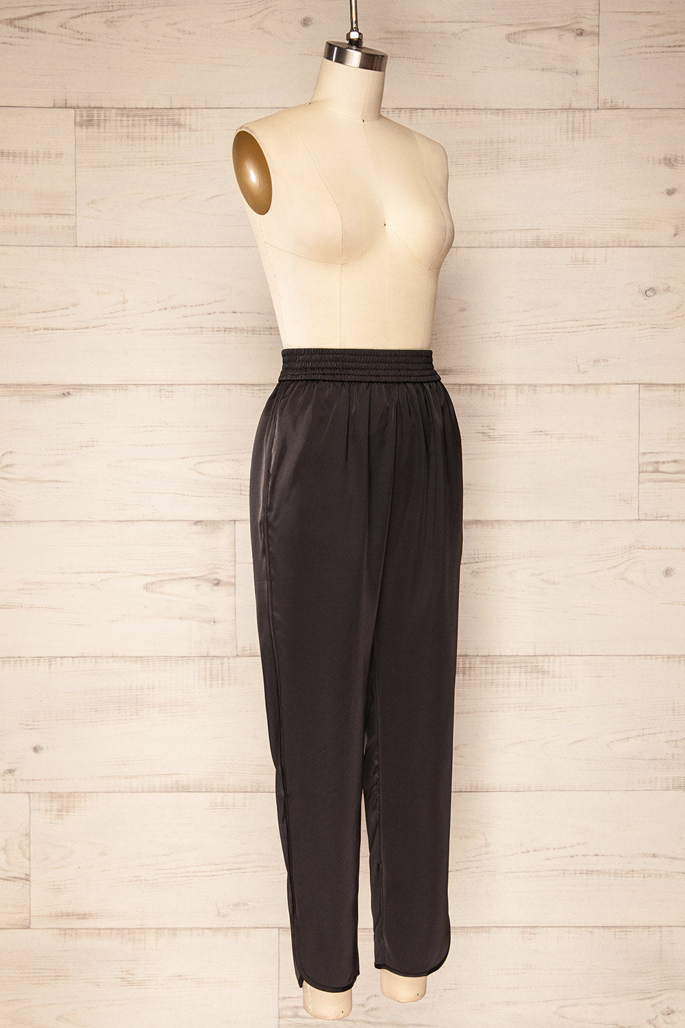 Oshawa Straight Leg Satin Pants w/ Elastic Waist | La petite garçonne side view