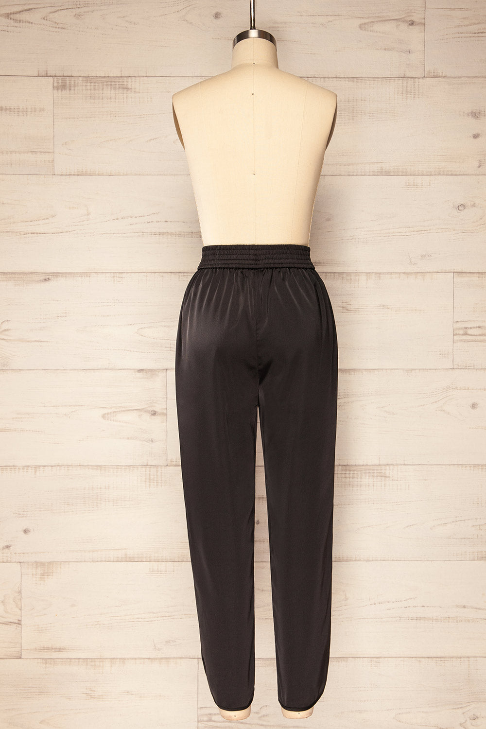 Oshawa Straight Leg Satin Pants w/ Elastic Waist | La petite garçonne back view