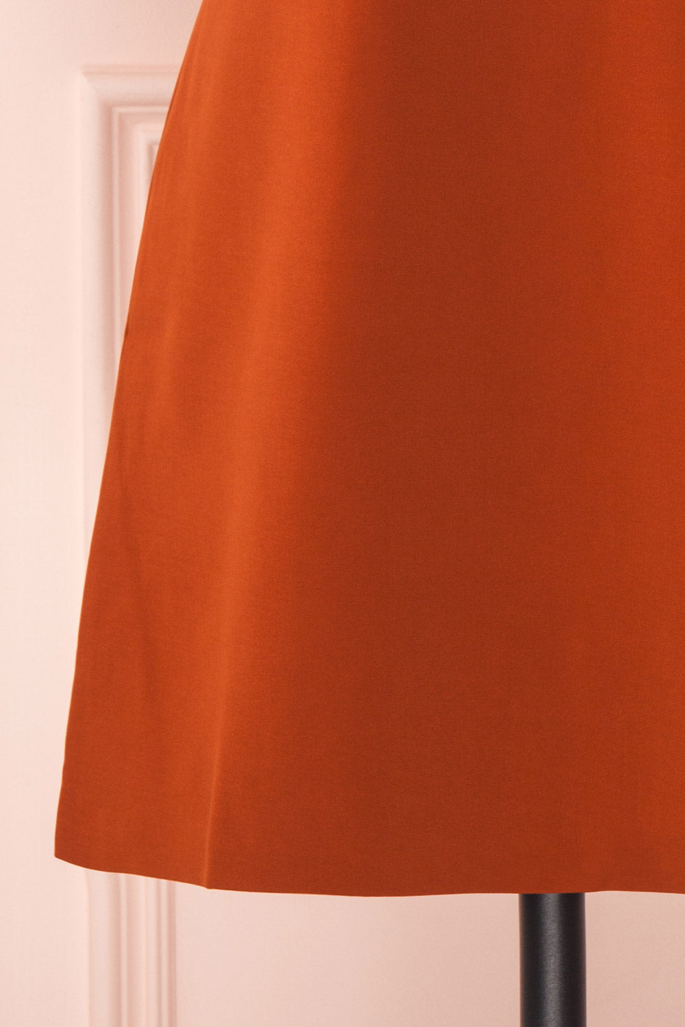 Osnat Rouille Orange Short Dress with Tailor Collar | Boutique 1861 bottom close-up