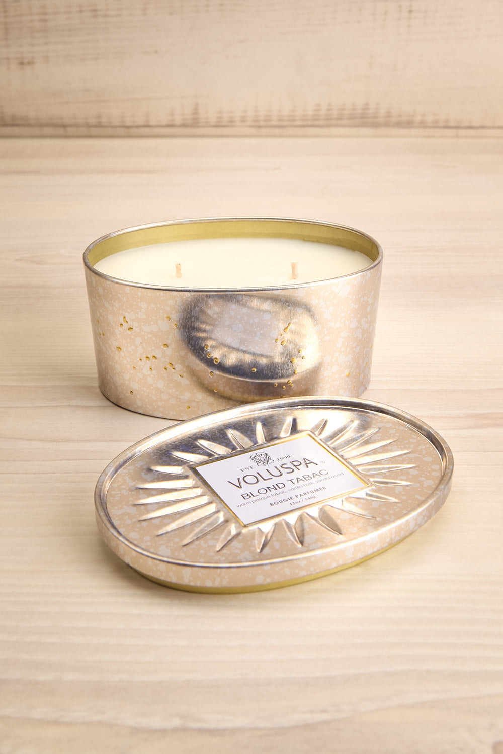 Oval Tin Candle Blond Tabac | La petite garçonne open