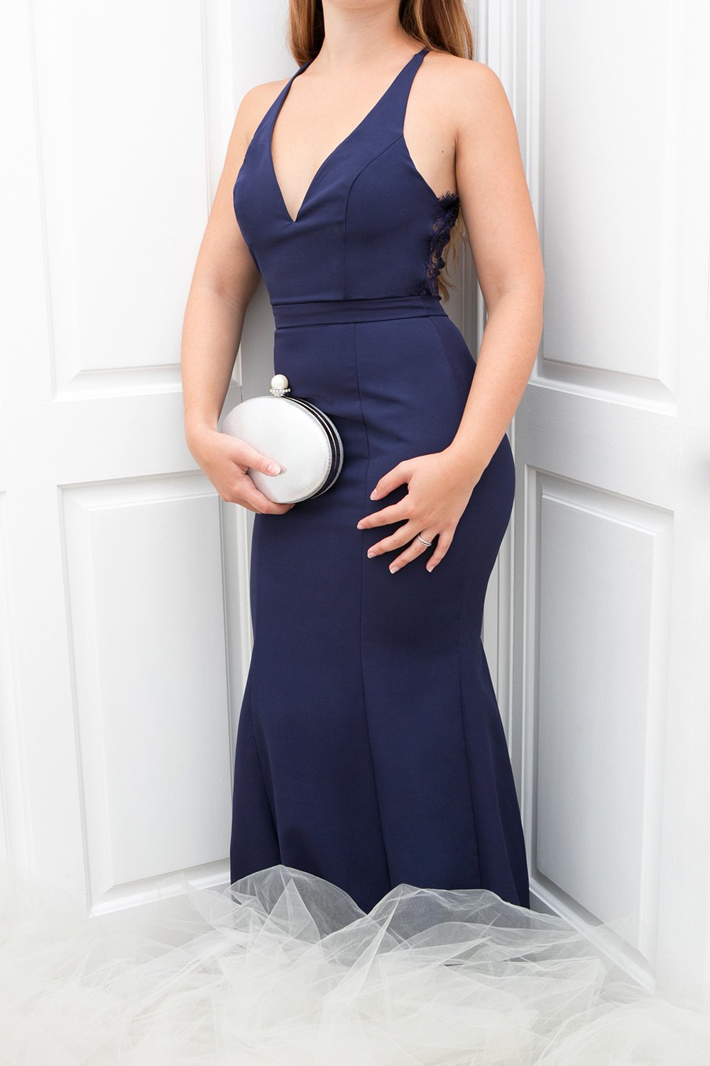 Ovasta Blush Beige Maxi Mermaid Dress with Lace | Boudoir 1861