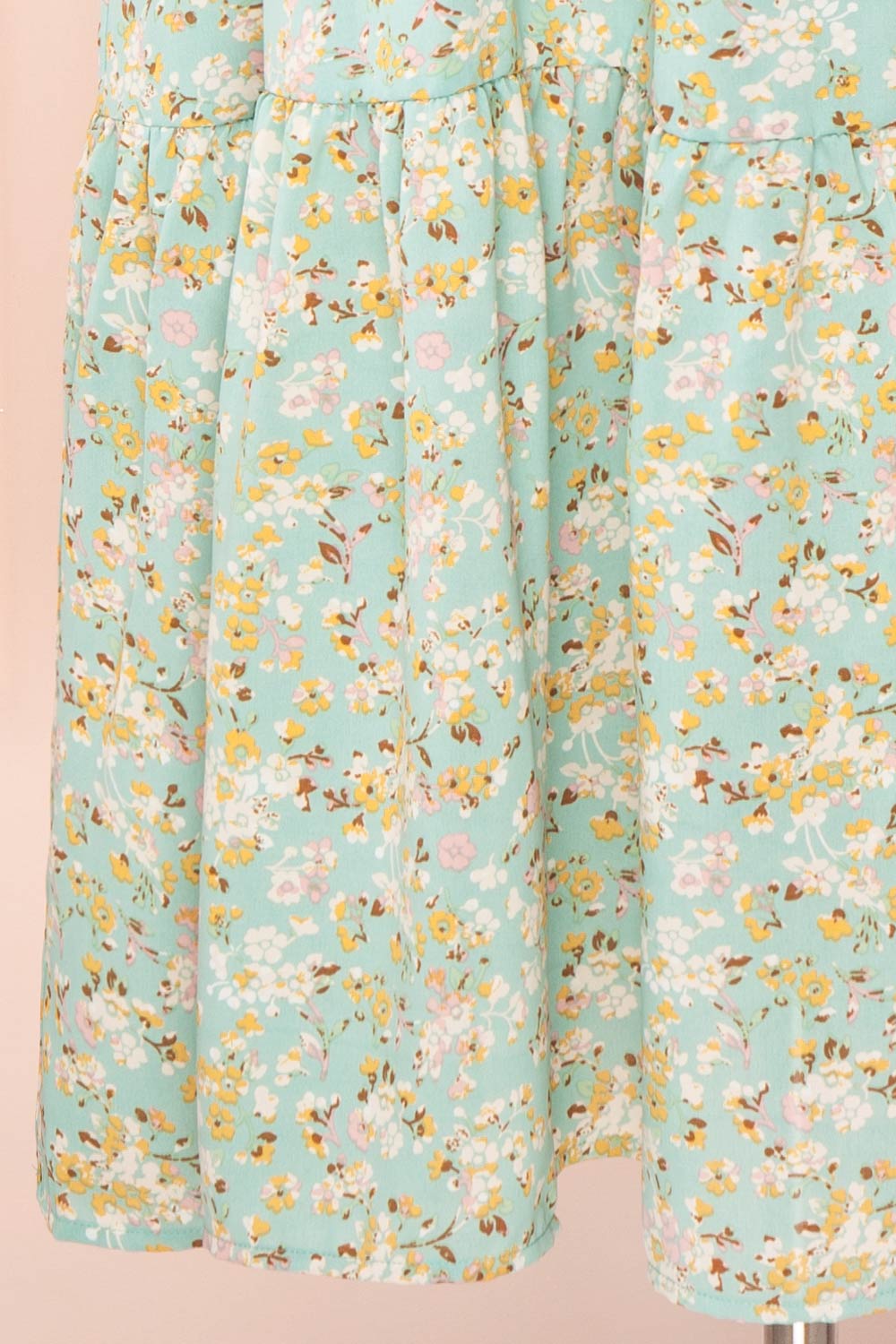 Oydis Mint Floral Midi Dress w/ Square Neck | Boutique 1861 details