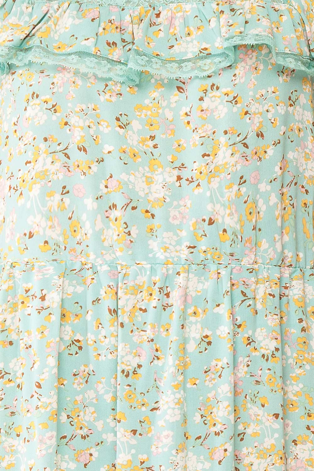 Oydis Mint Floral Midi Dress w/ Square Neck | Boutique 1861 fabric