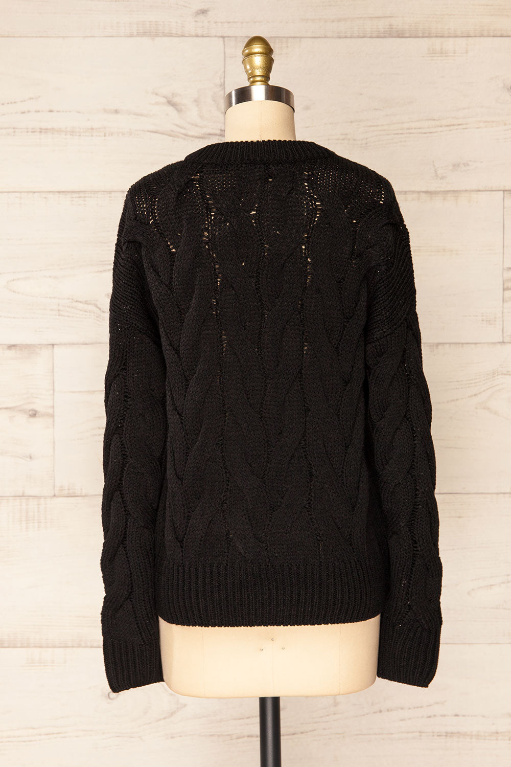 Paide Black Cable Knit Sweater | La petite garçonne back view