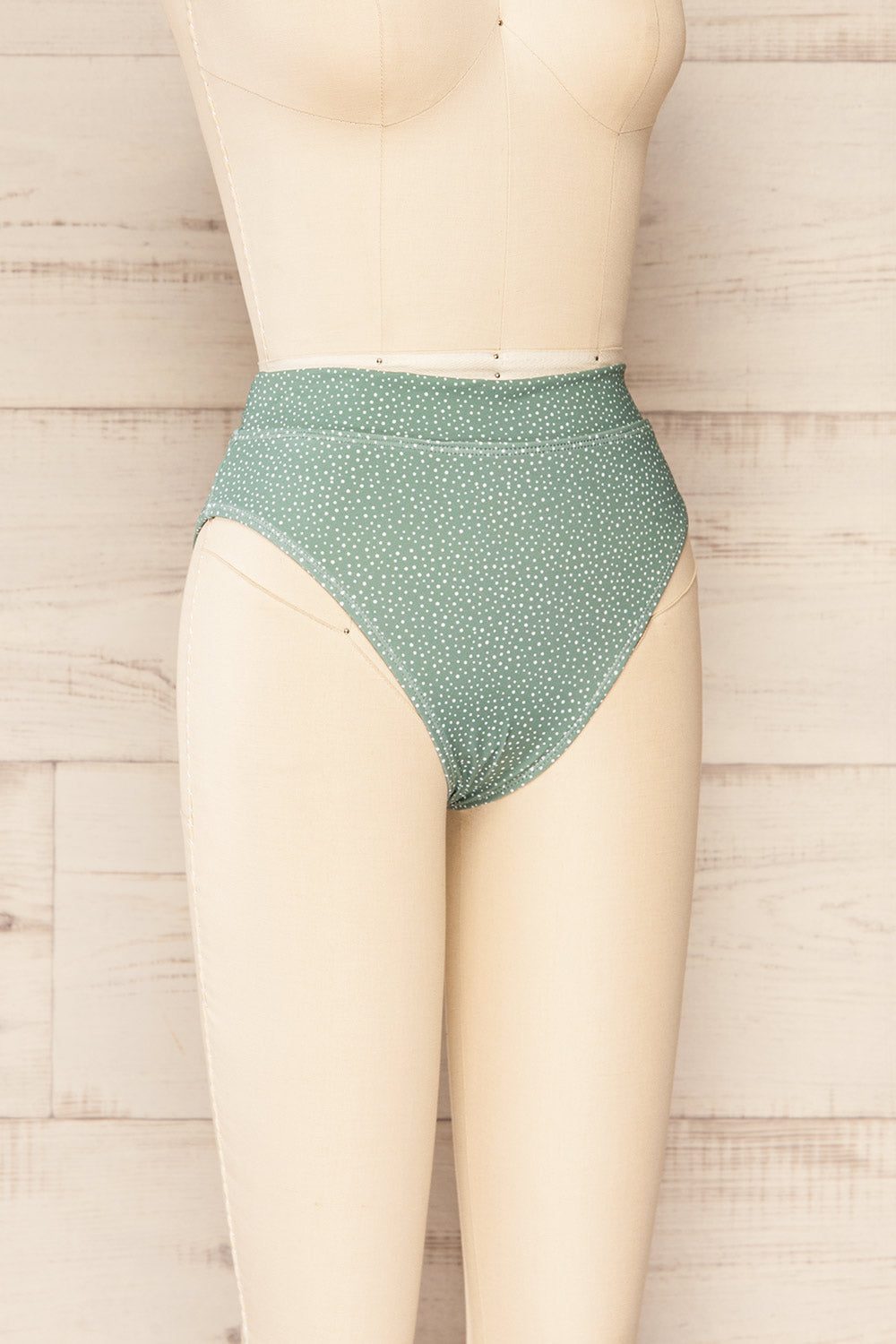 Palic Green High-Waisted Polka Dot Bikini Bottom | La petite garçonne side view