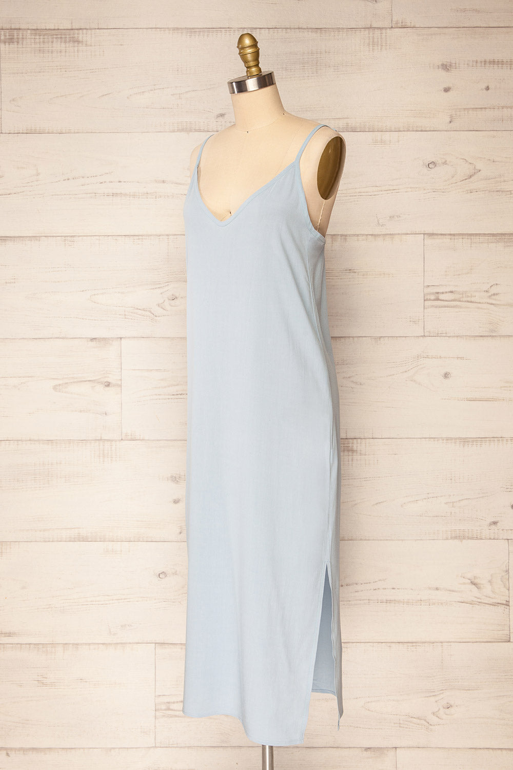 Palmi Blue V-Neck Midi Slip Dress by Dailystory | La petite garçonne side view