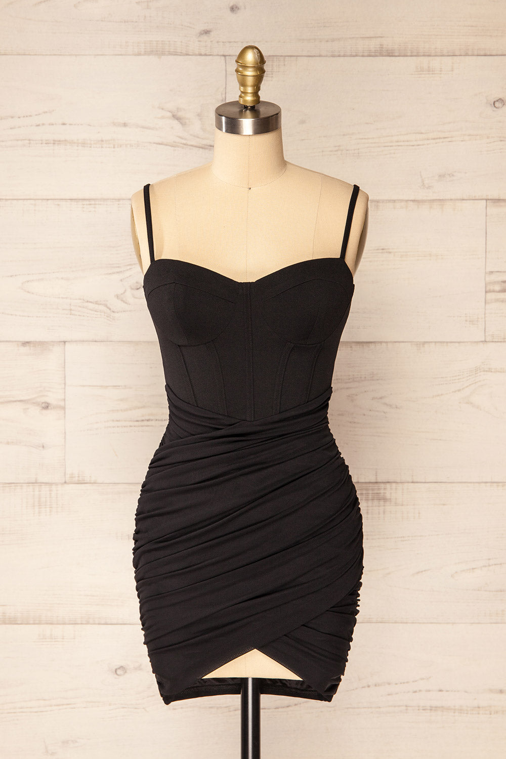 Panama Black Short Fitted Ruched Dress | La petite garonne