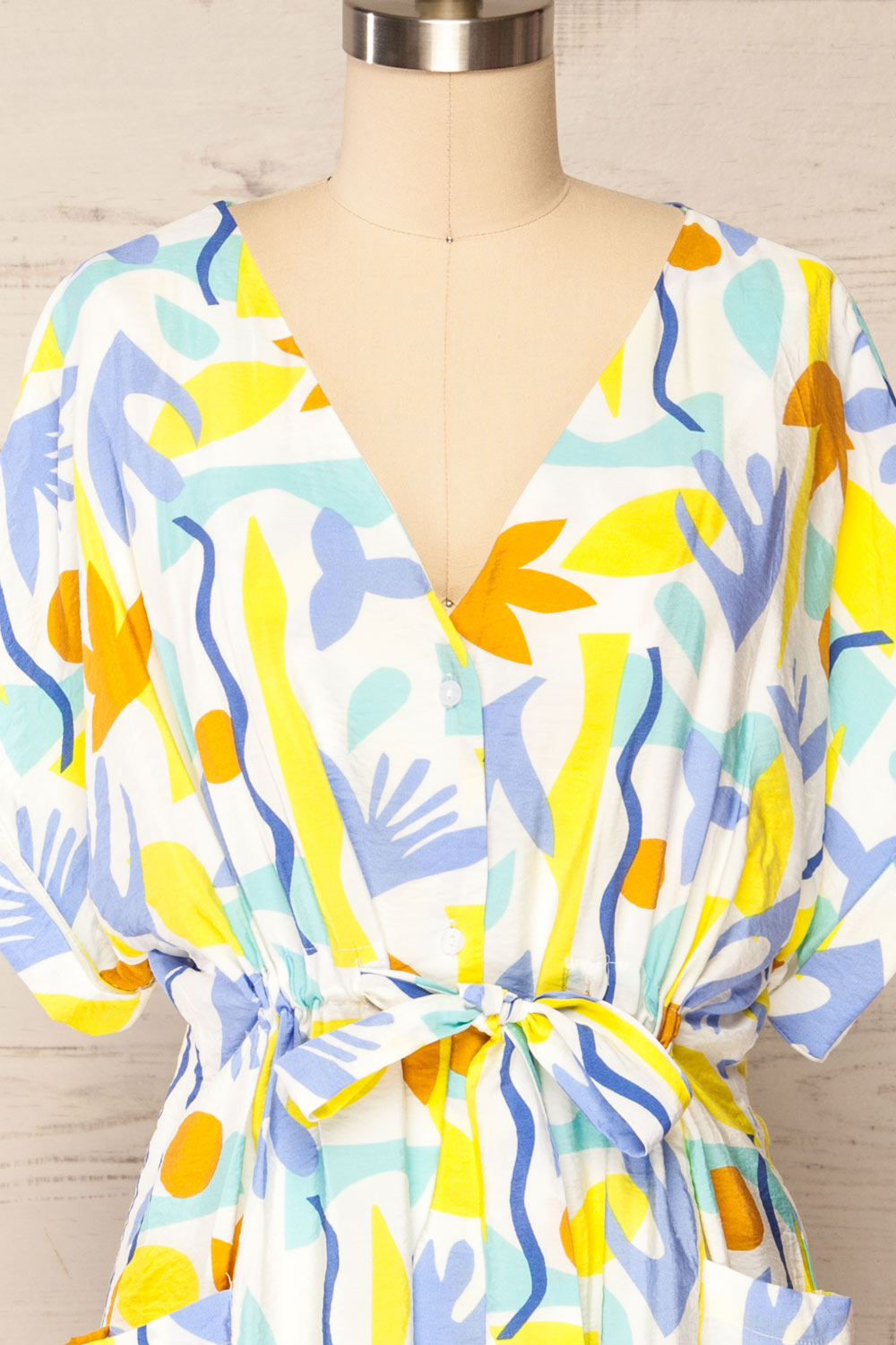 Panspermia Oversized Patterned Short Dress | La petite garçonne- front close up