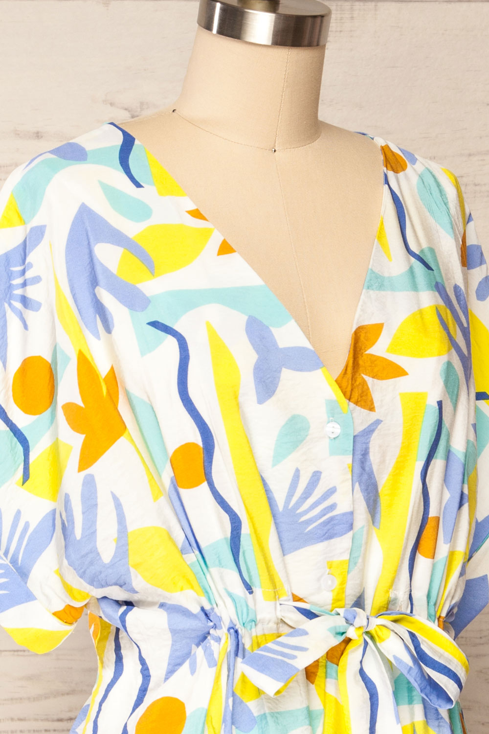 Panspermia Oversized Patterned Short Dress | La petite garçonne- side close up