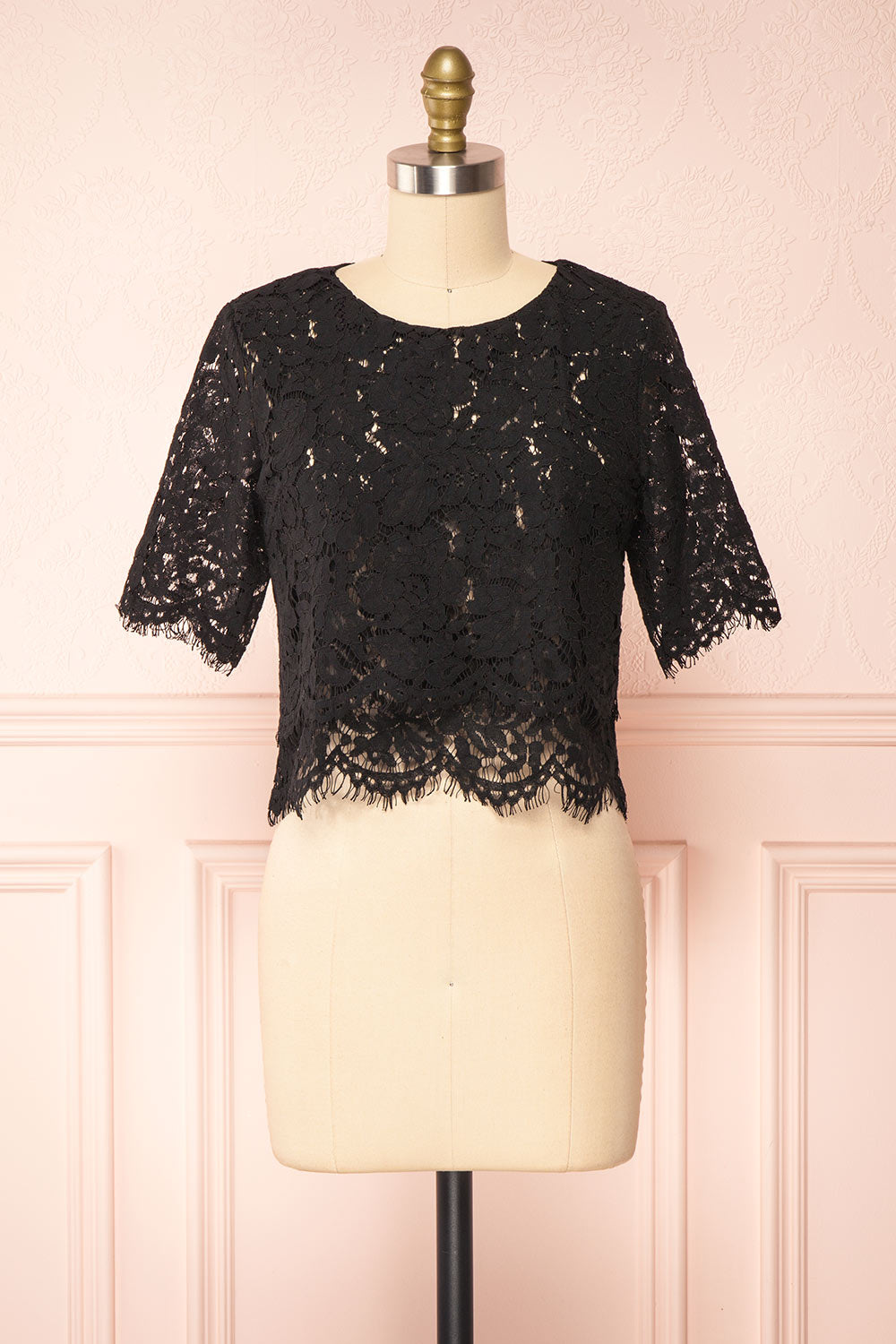 Paora black Lace Scalloped Top | Boudoir 1861 front view